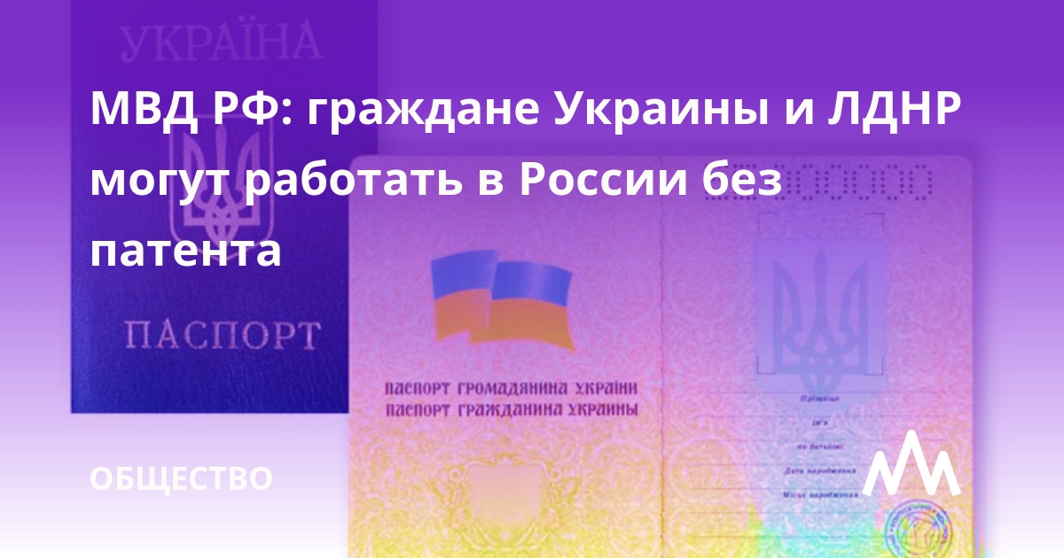 МВД: Граждане Украины и самопровозглашенных ДНР, ЛНР могут работать в России без оформления патента - фото 1