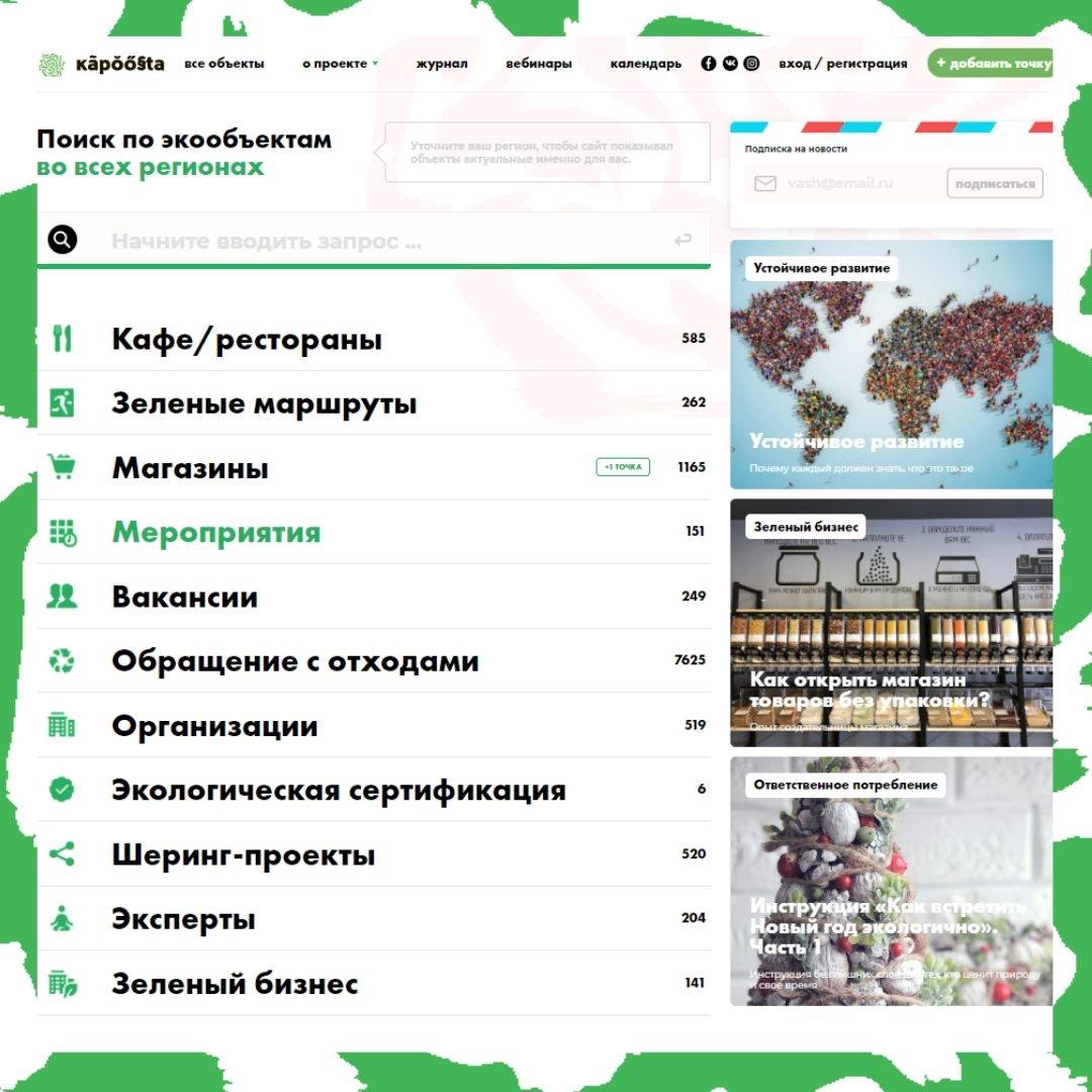 Карта Kapoosta.ru объединила более 10000 объектов “зеленого” бизнеса России - фото 2