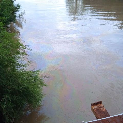 Нефтяное пятно в реке в Туапсе - фото 2