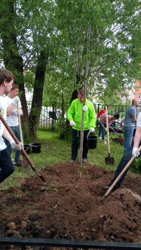В рамках акции «Миллион деревьев» руководитель Департамента природопользования Москвы Антон Кульбачевский высадил деревья вместе с журналистами телеканала «Москва-24» и волонтерами - фото 9