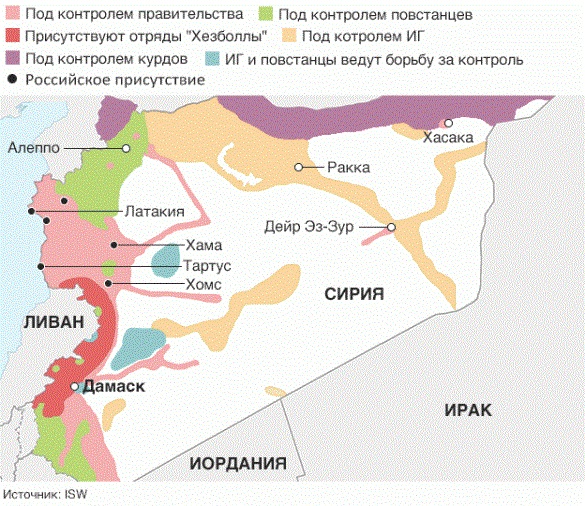 Карта боевых действий в Сирии. сайт Русская весна