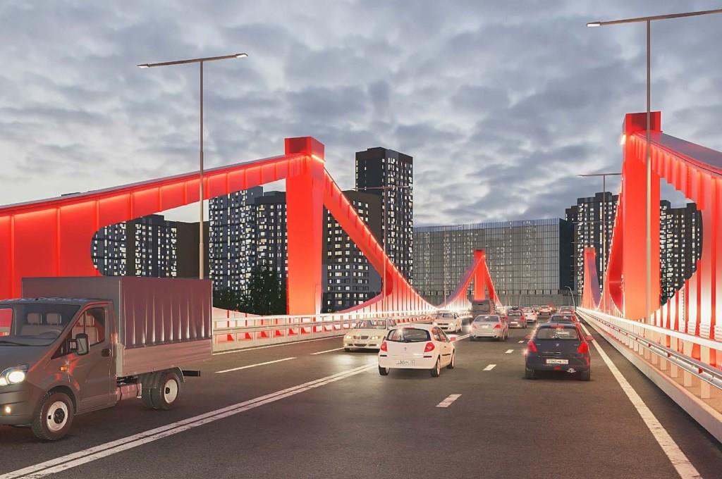 Ярко-красный автомобильный мост соединит два района Москвы - фото 12