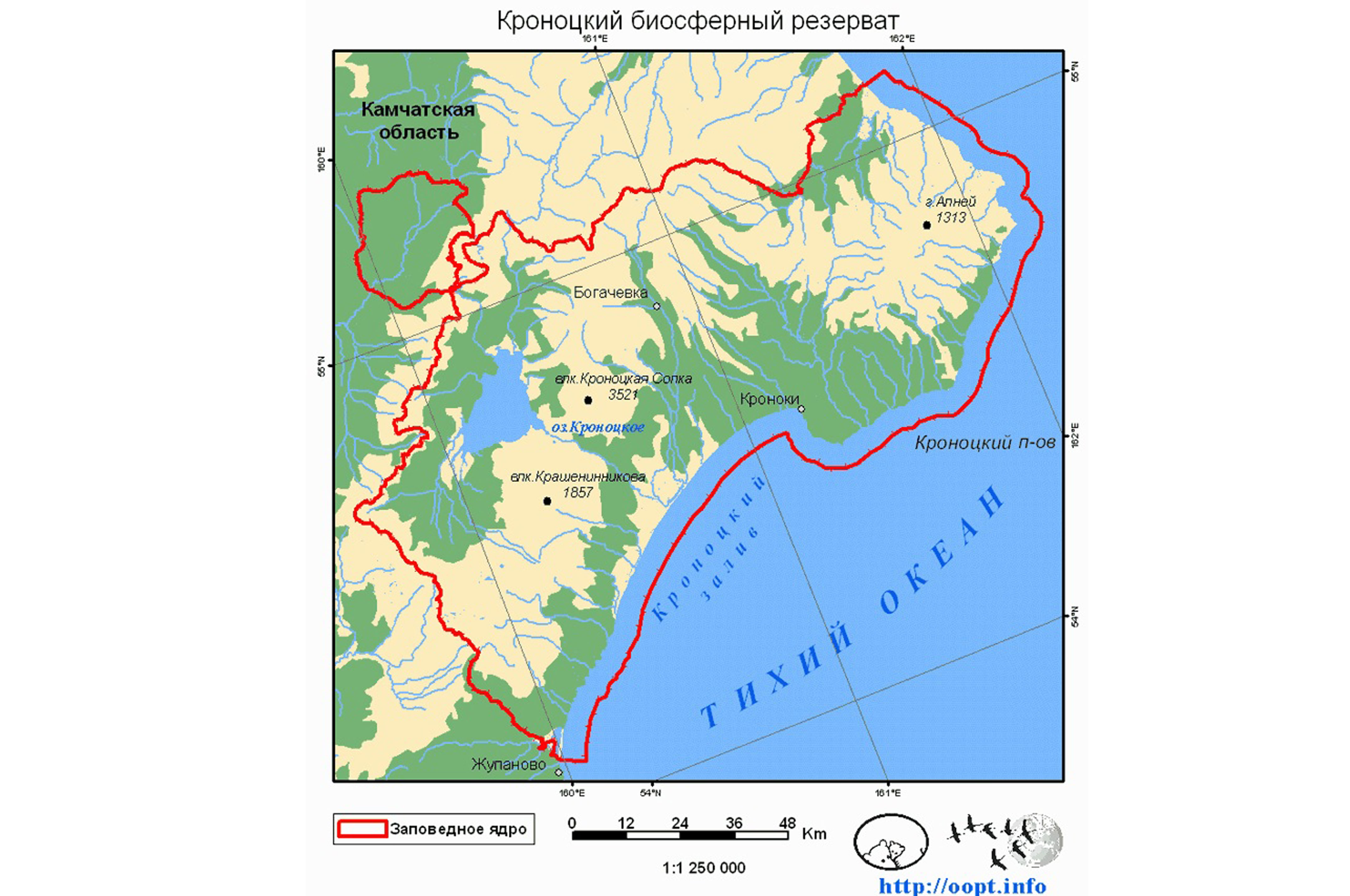 Камчатское озеро на карте