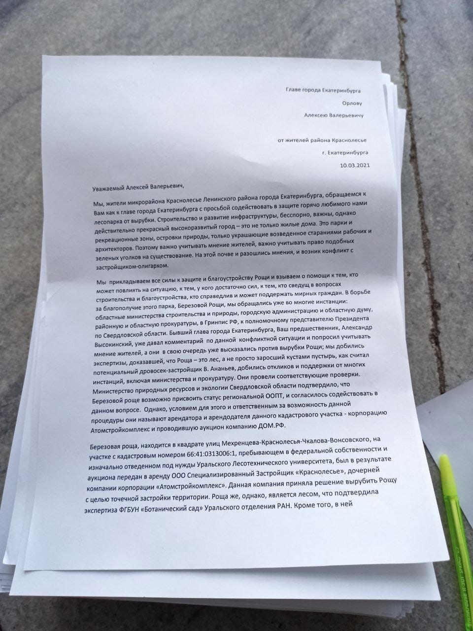 Эко активисты передали мэру Екатеринбурга подписи горожан в защиту Березовой рощи - фото 3