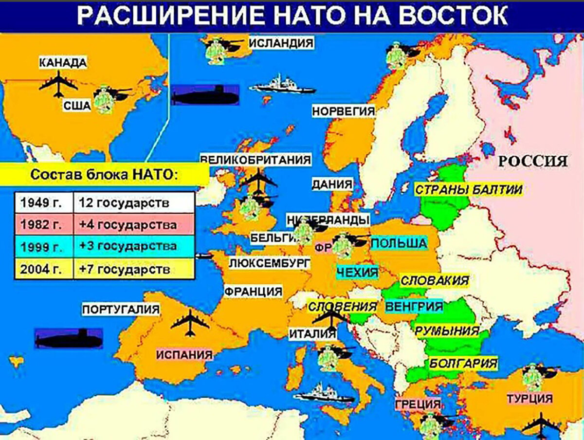 Карта расширения НАТО В Европе