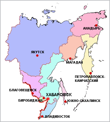 Карта дальнего востока с городами подробная