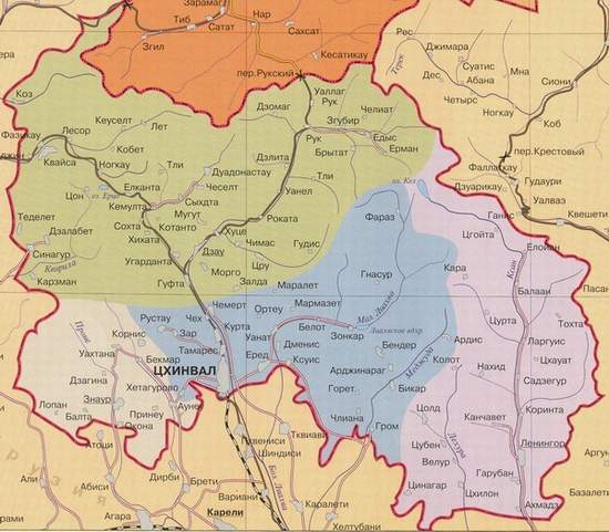 Карта южной осетии на русском языке подробная с городами и поселками