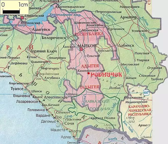 Карта адыгеи и краснодарского края