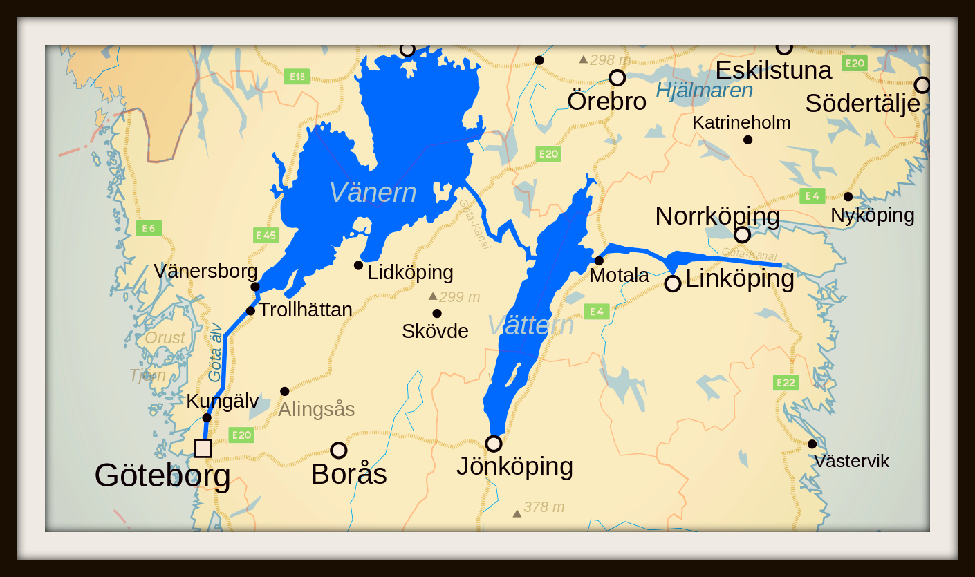 Гете канал в Швеции на карте