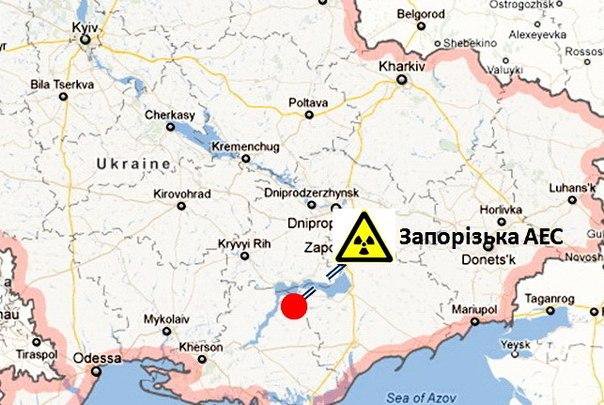 Где находится запорожская аэс карта